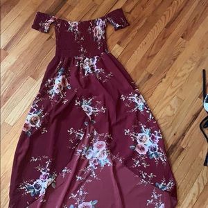 High low off shoulder dress